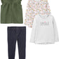 Simple Joys By Carter'S Girls' 4-Piece Playwear Set, Grey Smile/Indigo Wash/Olive/White Floral, 4T