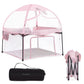 Dream On Me Ziggy Square Playpen With Canopy | Baby Playpen | Portable And Lightweight | Playpen For Babies And Toddler | Pink