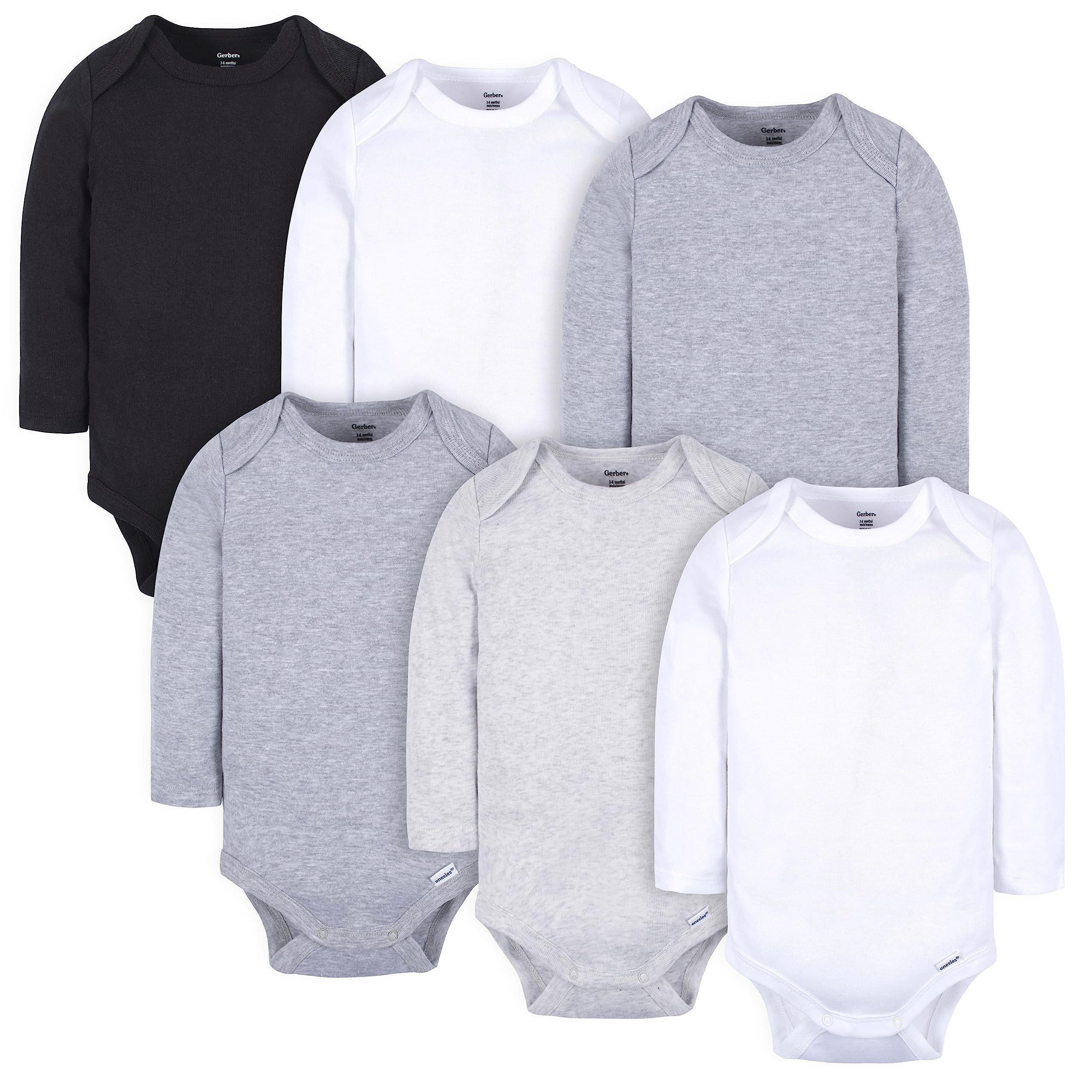 Gerber Baby 6 Pack Long-Sleeve Onesies Bodysuit, White And Black – WBBAPB0C5FMCXTB