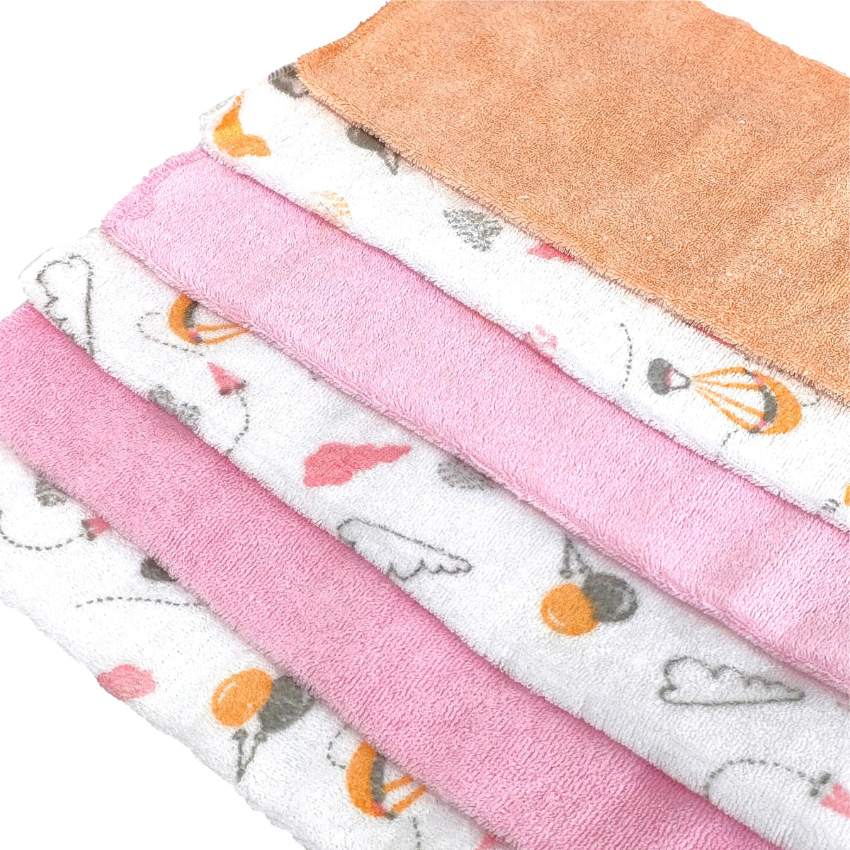 Nuluv Printed Baby Napkins for Girls | Face Hanky| Face Towels | Baby Soft Cotton Terry | Pack of 6  TCNLNAPKIN01O