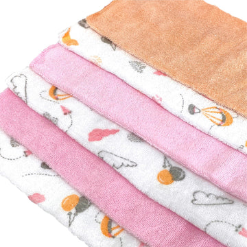 Nuluv Printed Baby Napkins for Girls | Face Hanky| Face Towels | Baby Soft Cotton Terry | Pack of 6  TCNLNAPKIN01O