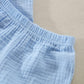 Baby Boys Clothes Set Toddler Infant Boys Button-Down Shirt Tops + Cotton Gauze Shorts Summer Outfit 2Pcs With Pockets (Blue, 6-