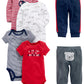 Simple Joys Baby Boys 6 piece Little Character sets Sleepwear, Red/Navy Bear, 3-6 Months
