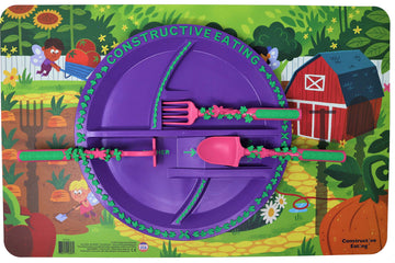 Constructive Eating Garden Fairy Plate, Placemat And Utensil Set