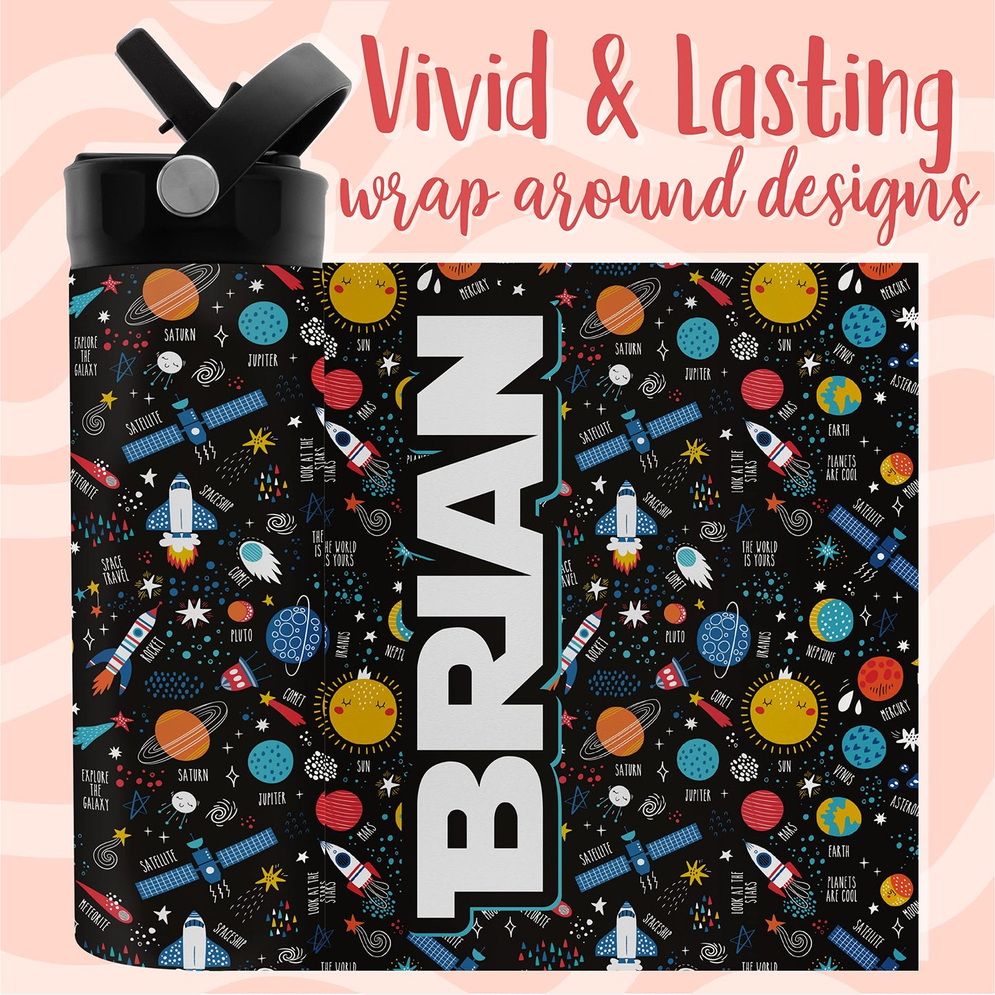 Personalized Water Bottle For Kids - 20 Oz - 14 Design Options, Custom Water Bottle For Children - End Of School Year Gifts, Bac