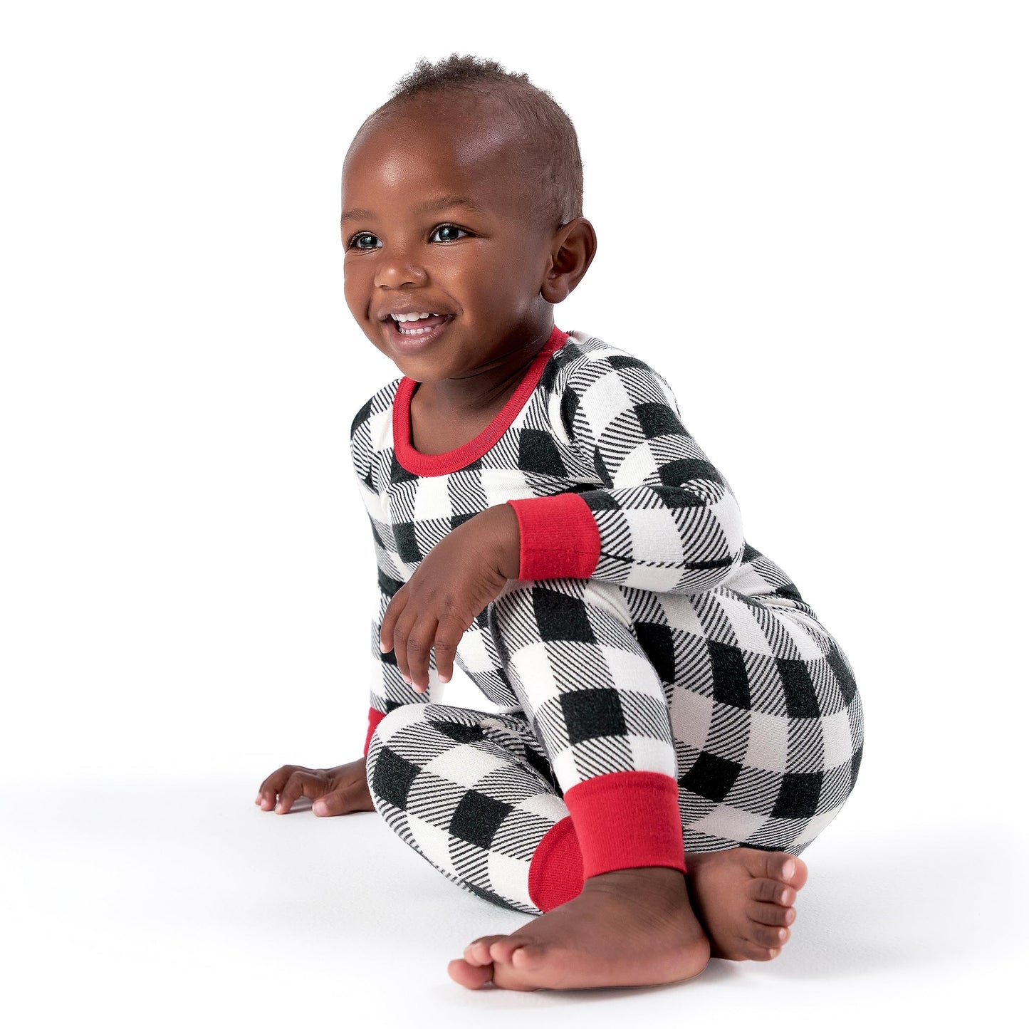 Gerber Baby Holiday Family Matching Pajamas, Black/Red Buffalo Check, Large