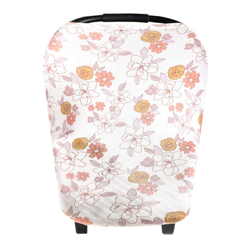 Baby Car Seat Cover Canopy And Nursing Cover Multi-Use Stretchy 5 In 1 Gift 'Ferra' By Copper Pearl