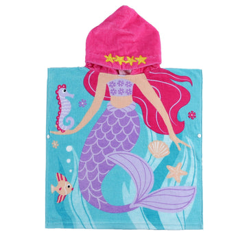 Peryoun Child 100% Cotton Hooded Towel 24 X 48 Inches (Mermaid)