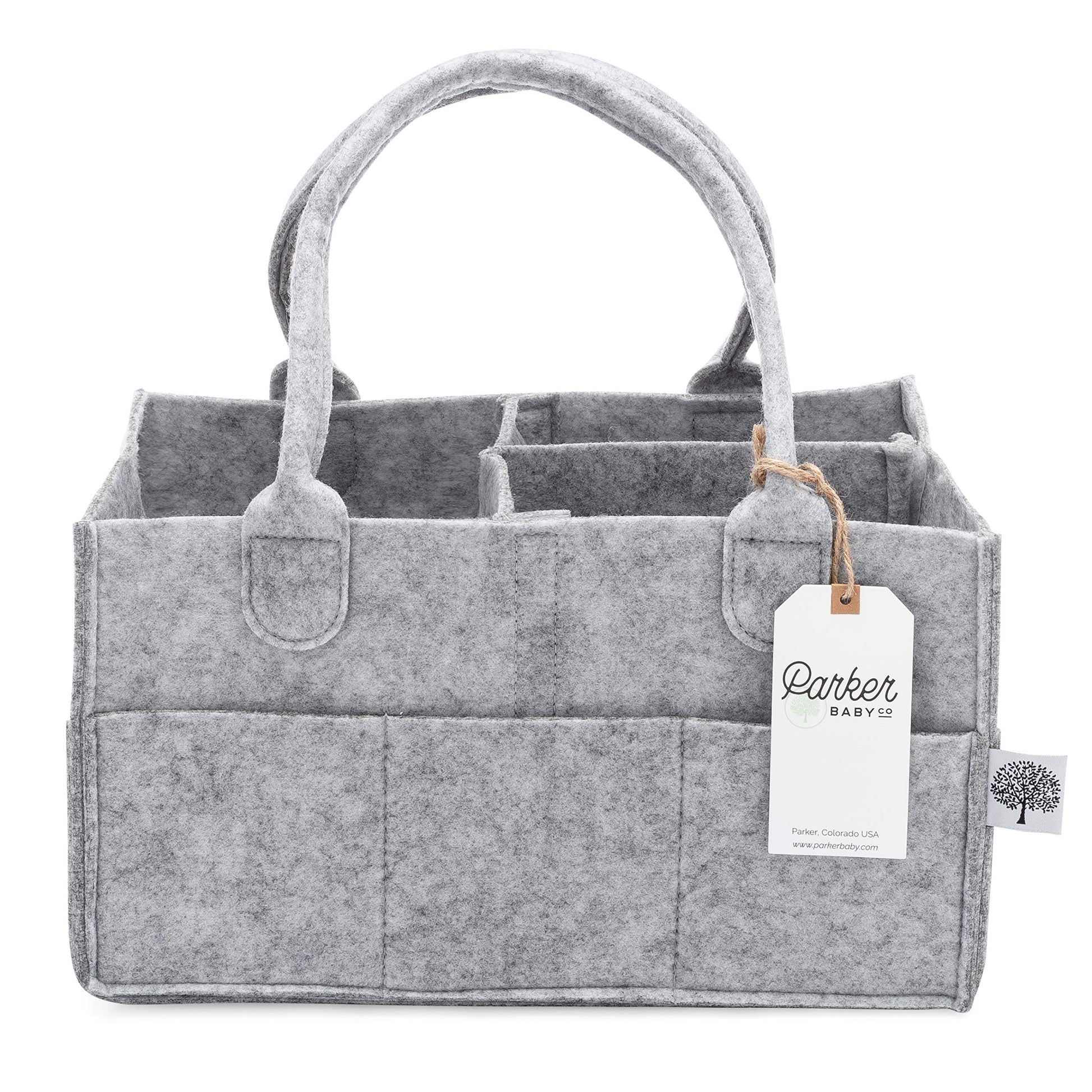 Parker Baby Diaper Caddy - Nursery Storage Bin And Car Organizer For Diapers And Baby Wipes - Grey