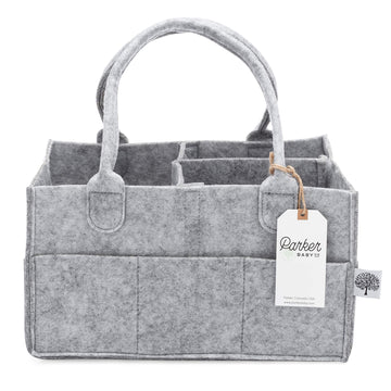 Parker Baby Diaper Caddy - Nursery Storage Bin And Car Organizer For Diapers And Baby Wipes - Grey