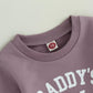 Creairy Newborn Baby Girl Outfits Daddys Girl Sweatshirt Long Sleeve T-Shirt Tops Pants Set Sweatsuit Toddler Fall Clothes (Purp