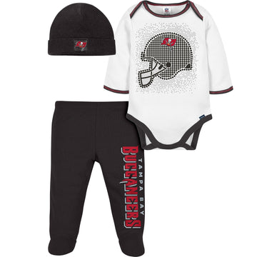 Gerber Nfl Baby Boys' 3Pc Bodysuit, Footed Pant, & Cap Set, Tampa Bay Buccaneers, 3-6 Months