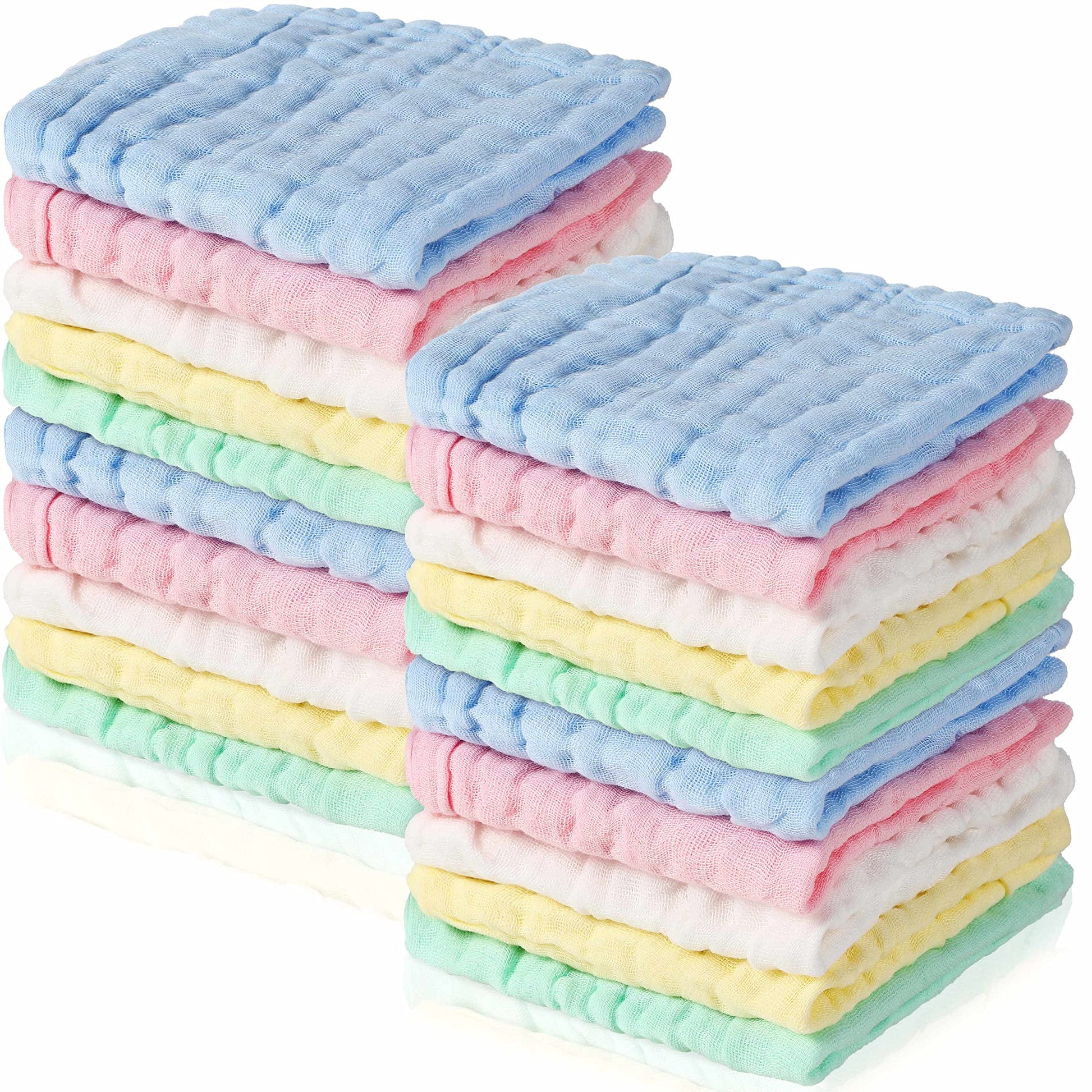 20 Pack Baby Muslin Washcloths Natural Muslin Cotton Baby Wipes Soft Newborn Baby Face Towel Absorbent Muslin Washcloth For Sens