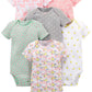 Simple Joys By Carter'S Baby Girls' 6-Pack Short-Sleeve Bodysuit, Multicolor/Dinosaur/Floral/Forest Animals/Fruit/Hearts, 12 Mon