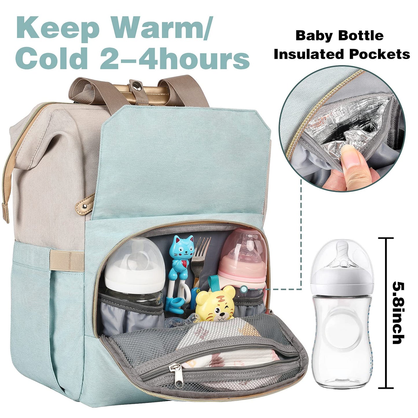 Jiefeike Girls Diaper Backpack,Travel Backpack Diaper Bag For Dad Mom Baby Boys,Insulated Pockets Portable Baby Nappy Bags With