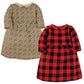 Hudson Baby Girls' Cotton Dresses, Buffalo Plaid Leopard, 0-3 Months