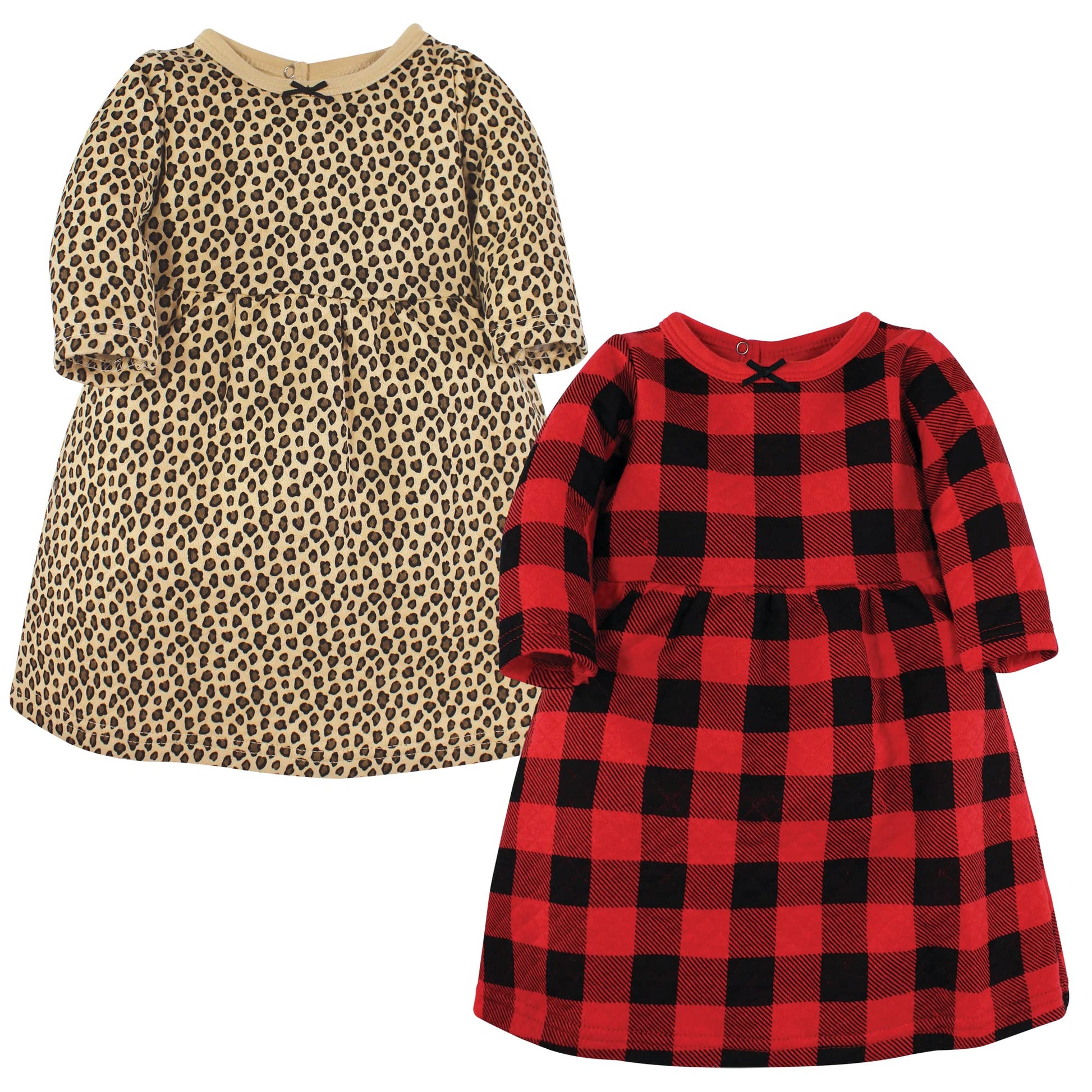 Hudson Baby Girls' Cotton Dresses, Buffalo Plaid Leopard, 18-24 Months