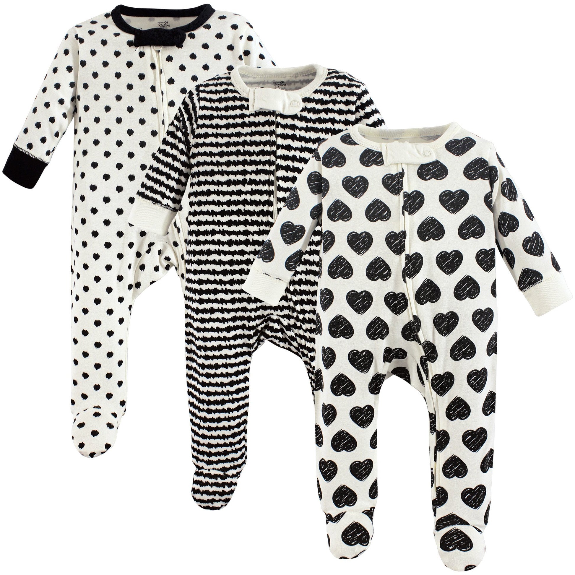 Touched By Nature Unisex Baby Organic Cotton And Play Sleepers, Heart, 6-9 Months Us