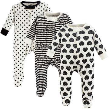 Touched By Nature Unisex Baby Organic Cotton And Play Sleepers, Heart, 6-9 Months Us