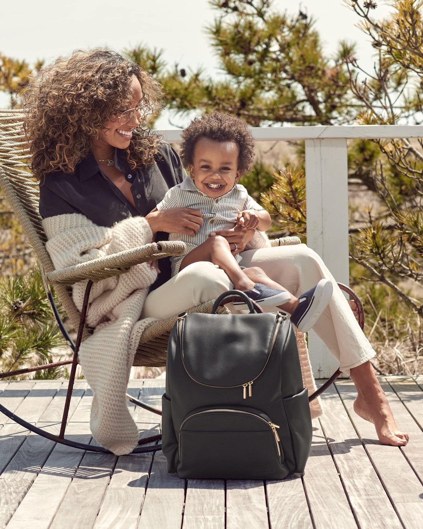 Skip Hop Diaper Bag Backpack: Evermore, Multi-Function Baby Travel Bag 6 In 1, Black