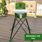 Bright Starts John Deere Pop N Dine Portable High Chair, Indoor/Outdoor, Dishwasher Safe Tray, Easy to Fold, Unisex, Green, 6 M