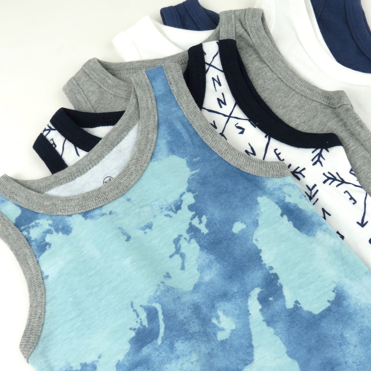 Honestbaby Sleeveless Muscle T-Shirts 100% Organic Cotton For Infant Baby And Toddler Boys, Girls, 5-Pack Watercolor World, 0-3