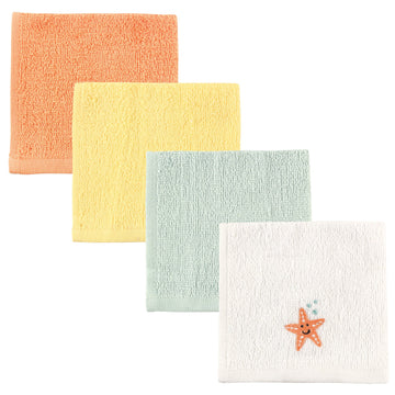 Luvable Friends Unisex Baby Super Soft Cotton Washcloths, Starfish, One Size