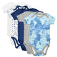 Honestbaby Organic Cotton Short Sleeve Bodysuits Multi Pack, 5 Pack Watercolor World, 0-3 Months