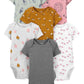 Simple Joys By Carter'S Baby Girls' Short-Sleeve Bodysuit, Pack Of 6, Multicolor/Floral/Forest Animals/Owl/Sheep, 6-9 Months
