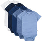 Honestbaby Unisex Baby Organic Cotton Short Sleeve Bodysuits Multi Pack And Toddler T-Shirt Set, 5 Pack Ombre Blues, 6-9 Months
