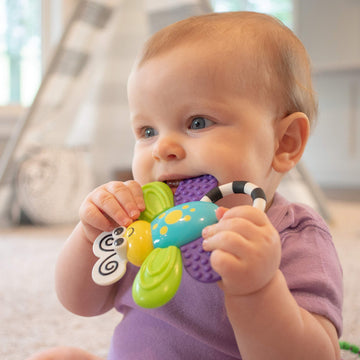 Sassy Flutterby Teether | Water-Filled Teether Soothes Gums | Variety of Textures Massage Gums | For Ages 3 Months and Up (80106