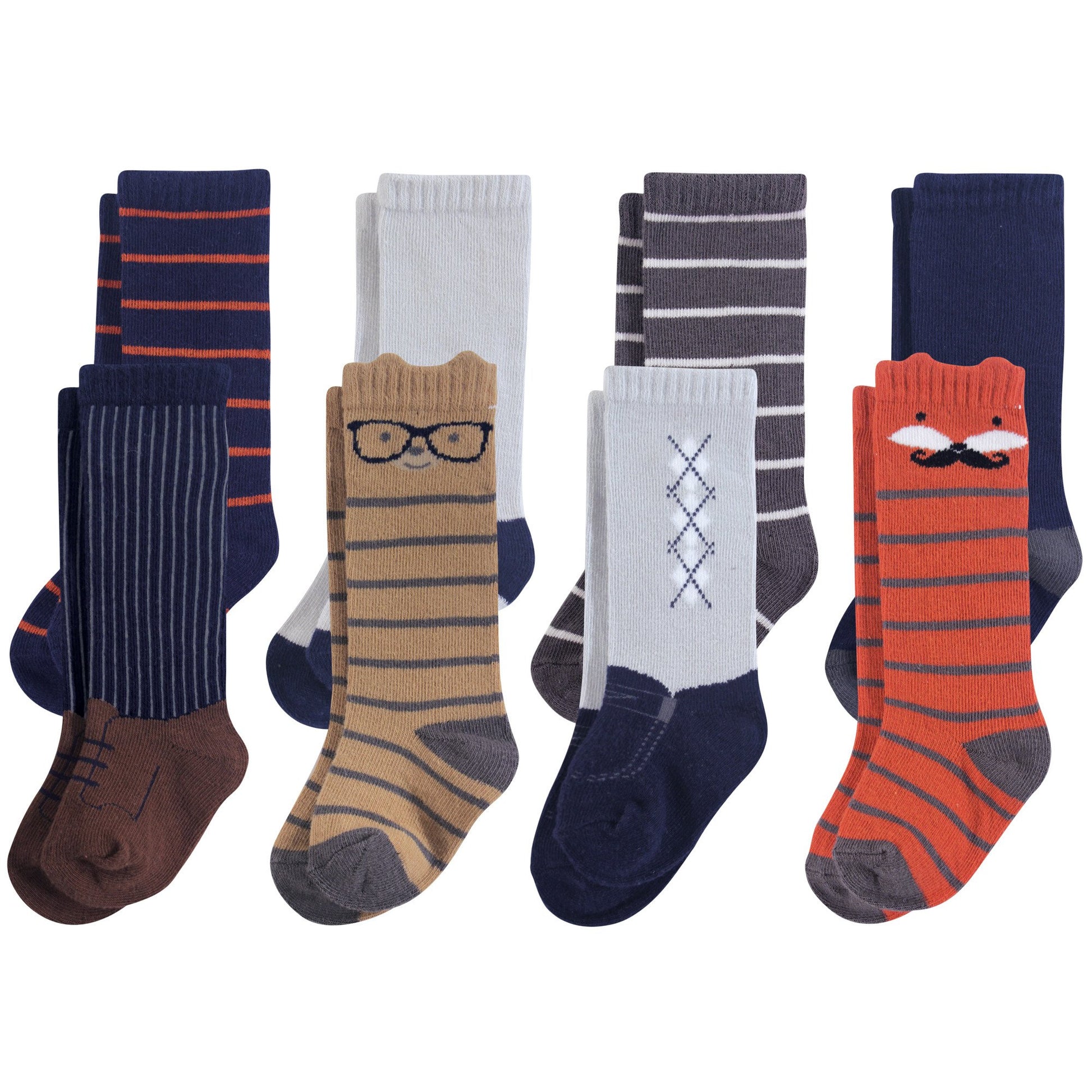 Hudson Baby Unisex Baby Cotton Rich Knee-High Casual Socks, Handsome Fox, 0-6 Months Us