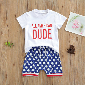 Fybitbo Baby Boy 4Th Of July Outfits Short Sleeve Tee Shirt And Casual Shorts 2Pcs Fourth Of July Summer Outfit (Stars And Strip