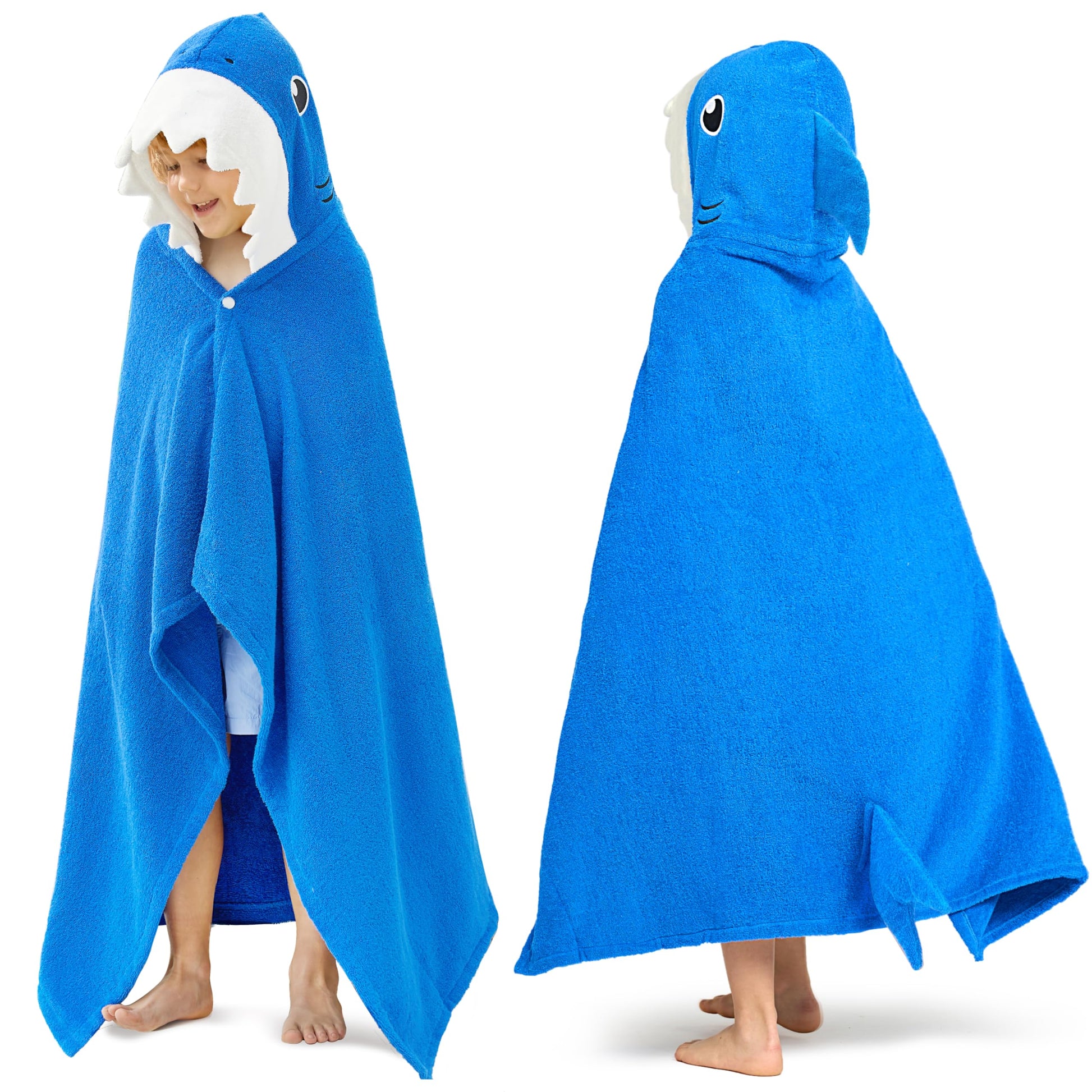 Joiedomi Shark Hooded Towel For Kids - Soft 100% Cotton Bath Beach Towel - 30' X 50' For Kids 3-10 Years - Toddler Pool Towel