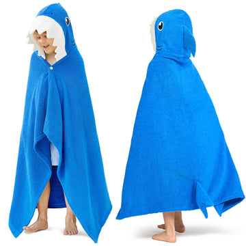 Joiedomi Shark Hooded Towel For Kids - Soft 100% Cotton Bath Beach Towel - 30' X 50' For Kids 3-10 Years - Toddler Pool Towel