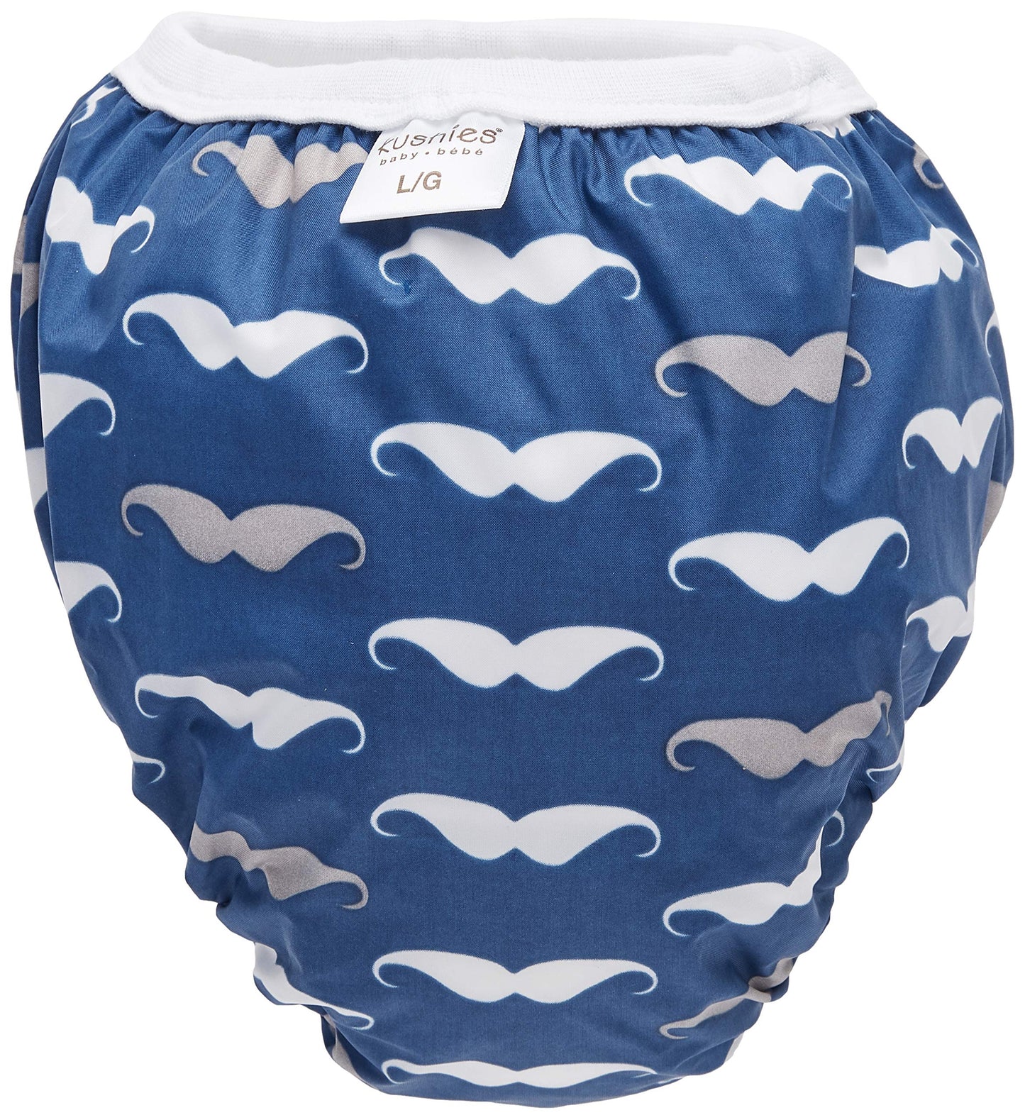 Kushies Baby Waterproof Training Pant (33-38 Pounds), Navy Mustache, Large