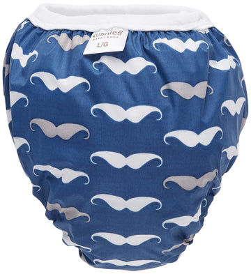 Kushies Baby Waterproof Training Pant (33-38 Pounds), Navy Mustache, Large