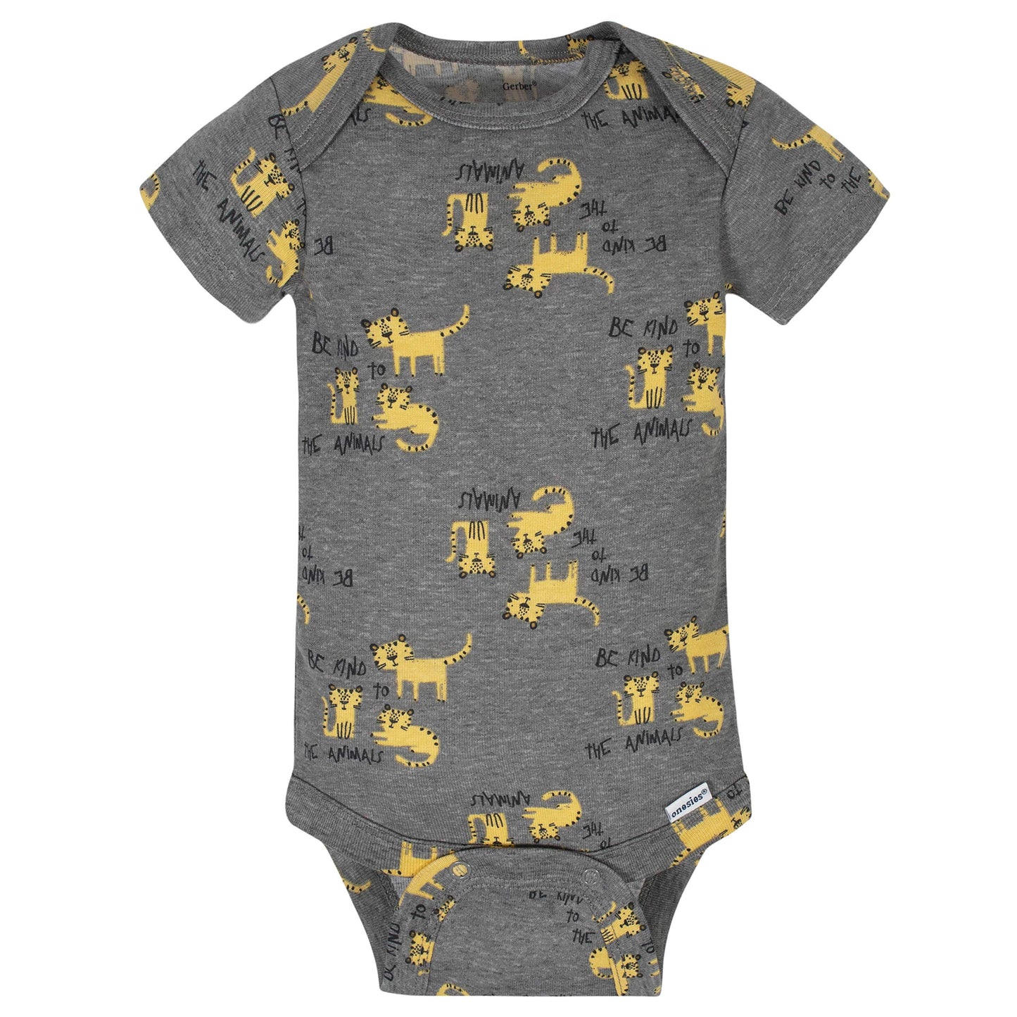 Gerber Baby Boy'S 8-Pack Short Sleeve Onesies Bodysuits, Tiger Green, 12 Months