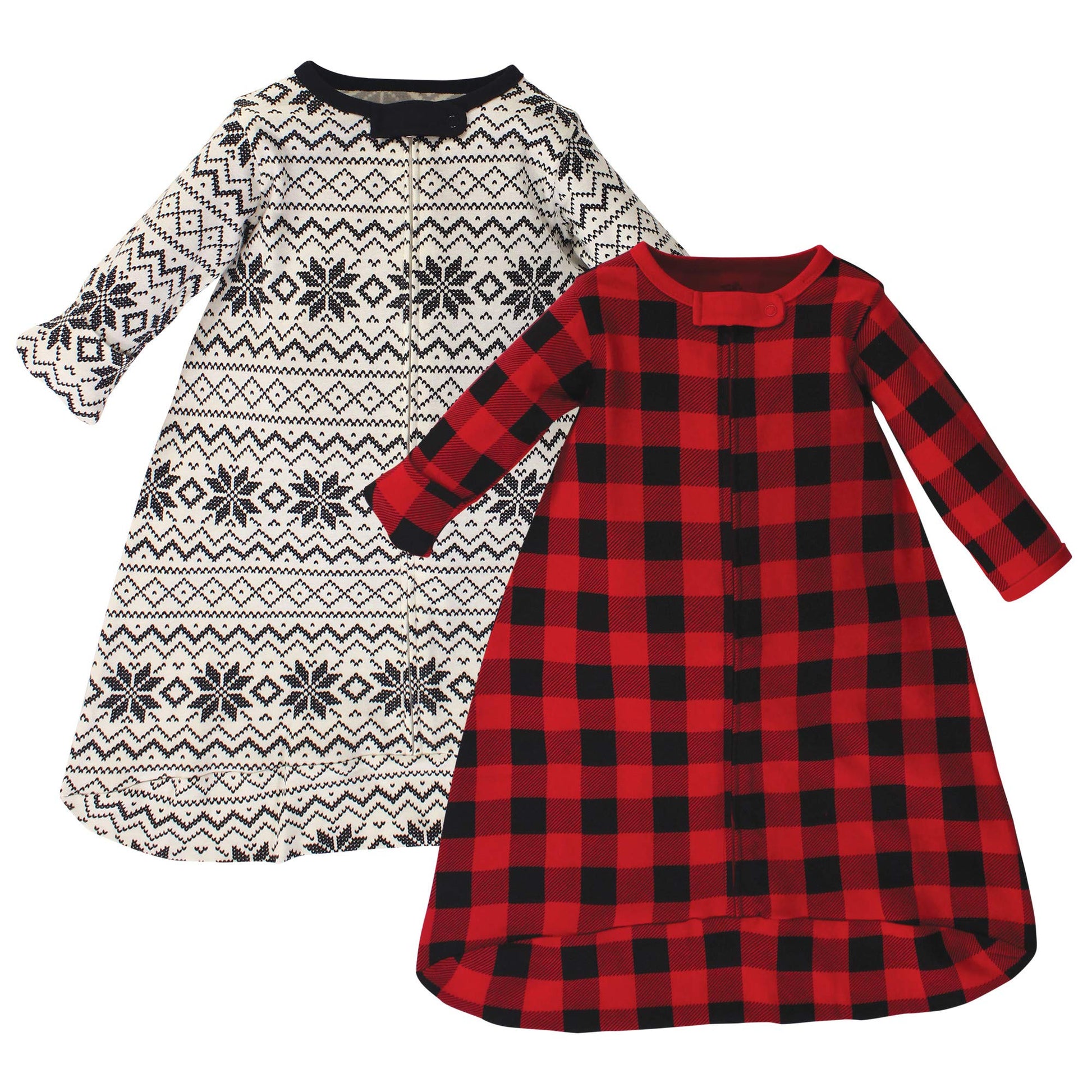 Touched by Nature Unisex Baby Organic Cotton Long-Sleeve Wearable Sleeping Bag, Sack, Blanket, Buffalo Plaid, 0-3 Months