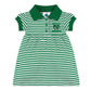 College Baby Striped Game Day Polo Dress With Bloomer - North Dakota Fighting Hawks Logo - Kelly/White - 3-6 Months