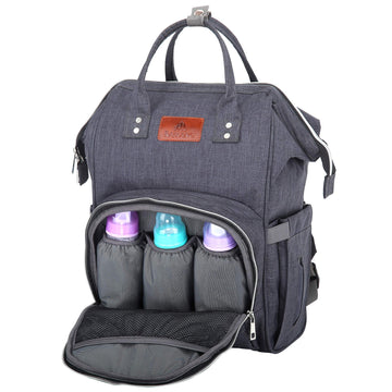 RAJRANG Women's Mini Baby Diaper Bag Diaper Bag Backpack - Travel Organizer, Small, Lightweight, Charcoal Grey, 18x15x7 Inches