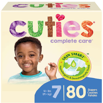 Cuties | Skin Smart, Absorbent & Hypoallergenic Diapers With Flexible & Secure Tabs | Size 7 | 80 Count