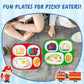 4E'S Novelty Set Of 4 Melamine Dinner Plates For Kids Boys - Divided Plates For Picky Eater, Bpa Free, Toddler Eating Essentials