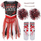 Spooktacular Creations Zombie Halloween Cheerleader Costume, Girls Scary Cheerless Costume, Kids Dead Cheerleading Outfit For Ha