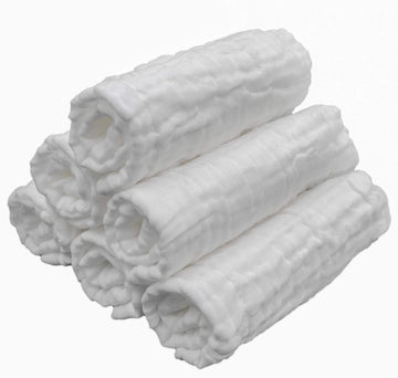 Lollybanks Muslin Baby Washcloths, 100% Cotton Newborn Washcloths, Large 12 X 12 Inches Soft And Absorbent Baby Towels For Bath,