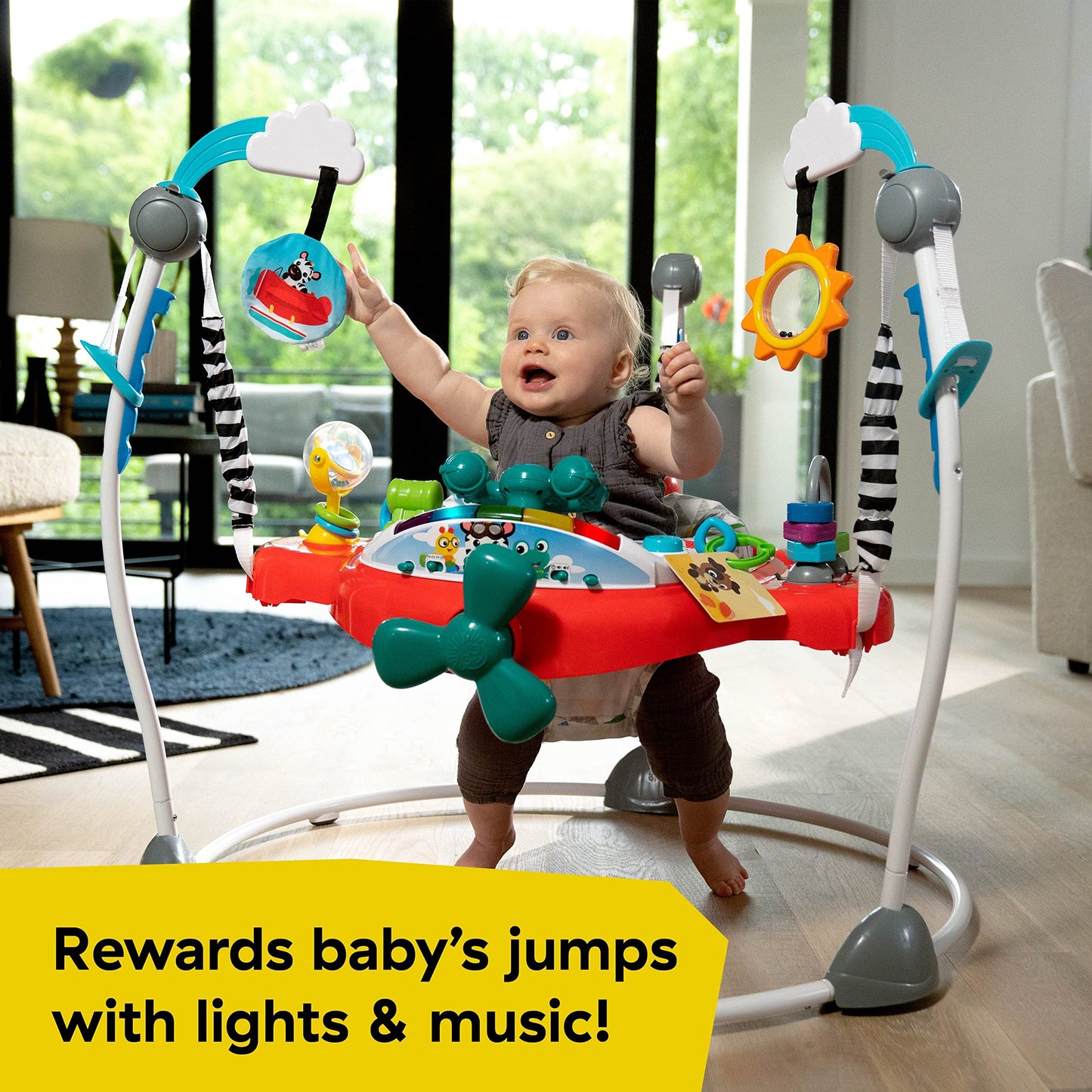 Baby Einstein Ocean Explorers Airplane Adventure 2-in-1 Interactive Activity Jumper with Lights Ages 6 months +, Max weight 25 l