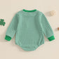 Visgogo Valentine'S Day Baby Sweatshirt Romper Striped Heart/Clover Waffle St.Patrick Day Long Sleeve Irish Onesie Jumpsuits (Gr