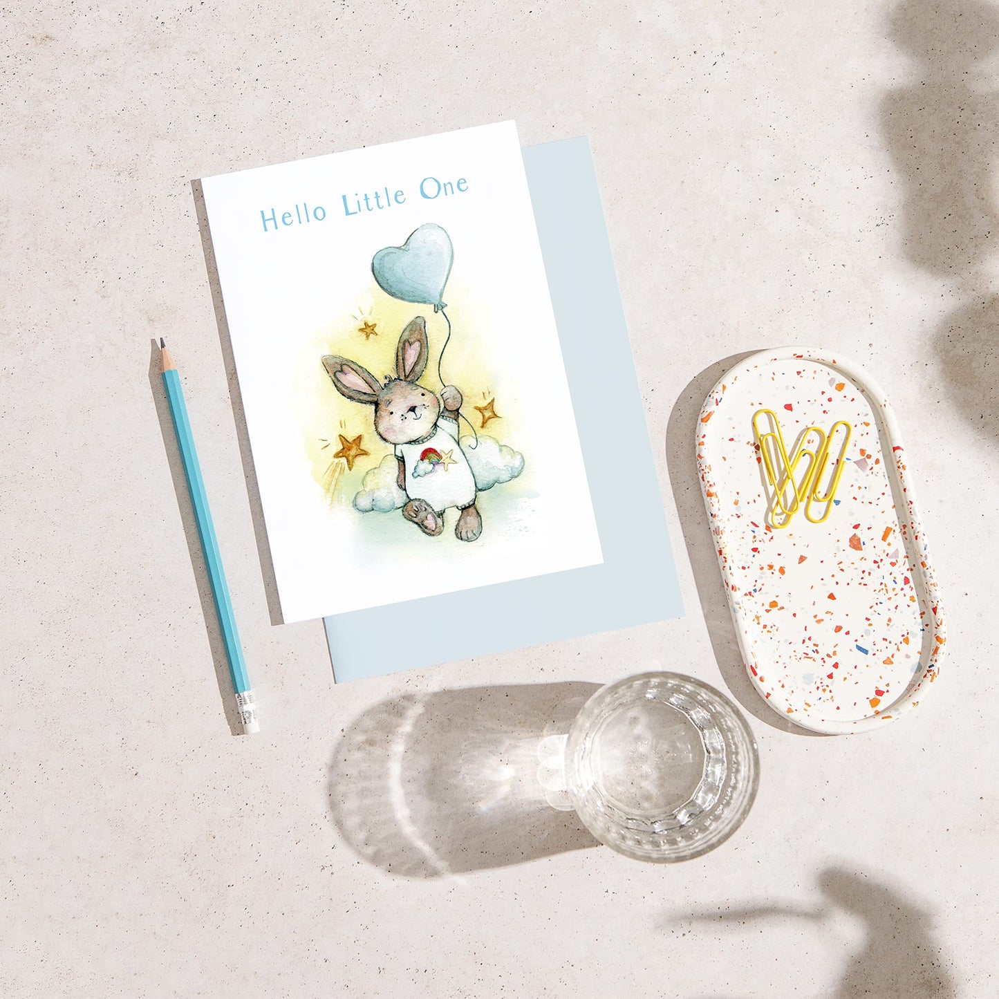Huxters Baby Boy Cards - Cute A5 Baby Boy Cards Congratulations - Elegant Hello Congratulations Baby Boy Card With Bunny Design