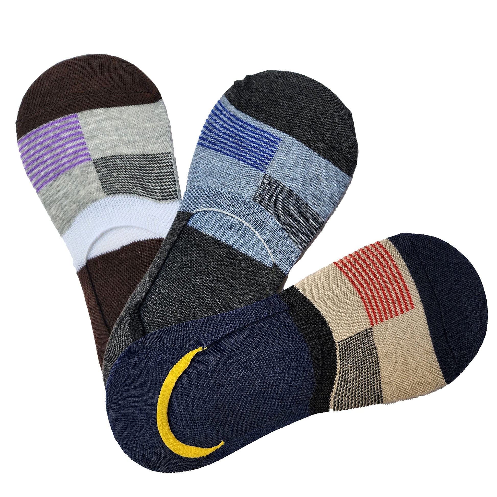 Queery Men Cotton No Show Invisible Loafer Socks Pack Of 3 D2