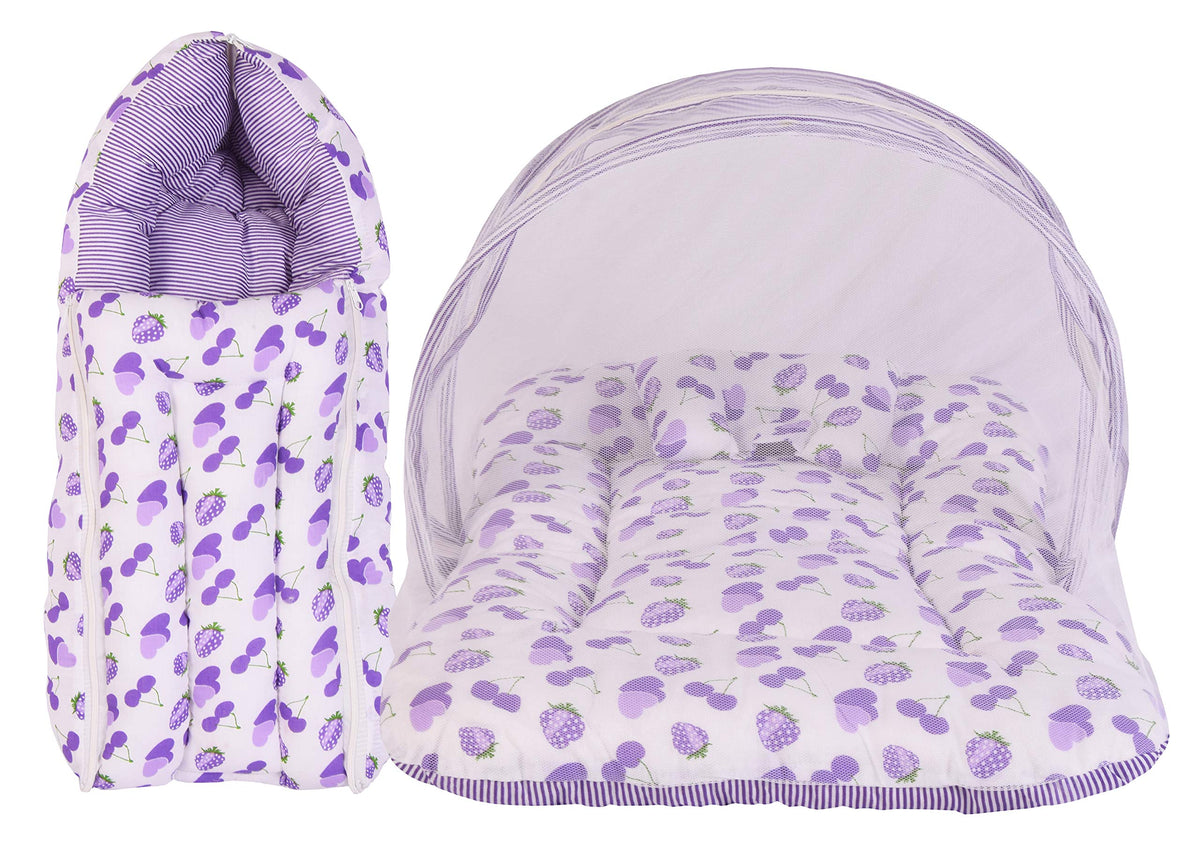 Babloo Baby Bed New Born Baby Bedding Set | Mosquito Net | Mattress | Carry Bag | Essentials Combo | Cotton | Infants | Boys & G